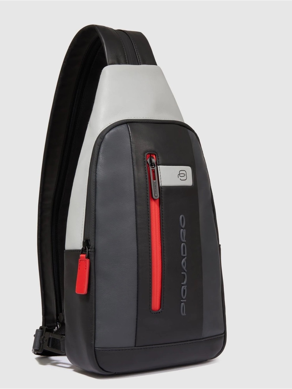 Piquadro Men's Black & Gray Sling Crossbody with Red Accent